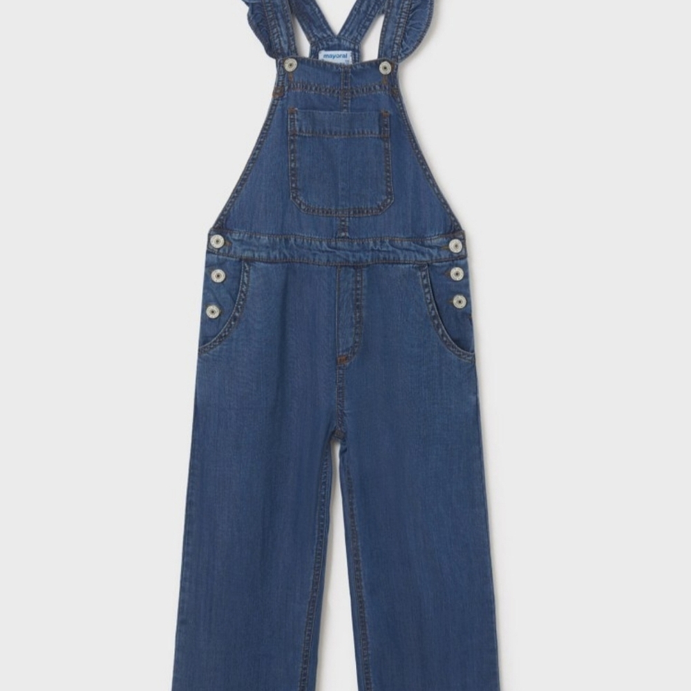 Tencel Soft Blue Denim Wide Leg Overalls